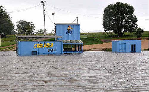 The Gympie BMX track is drying out after being engulfed by flood waters and the club is now preparing for a mammoth clean-up effort. The Gympie BMX track is drying out after being engulfed by flood waters and the club is now preparing for a mammoth clean-up effort.